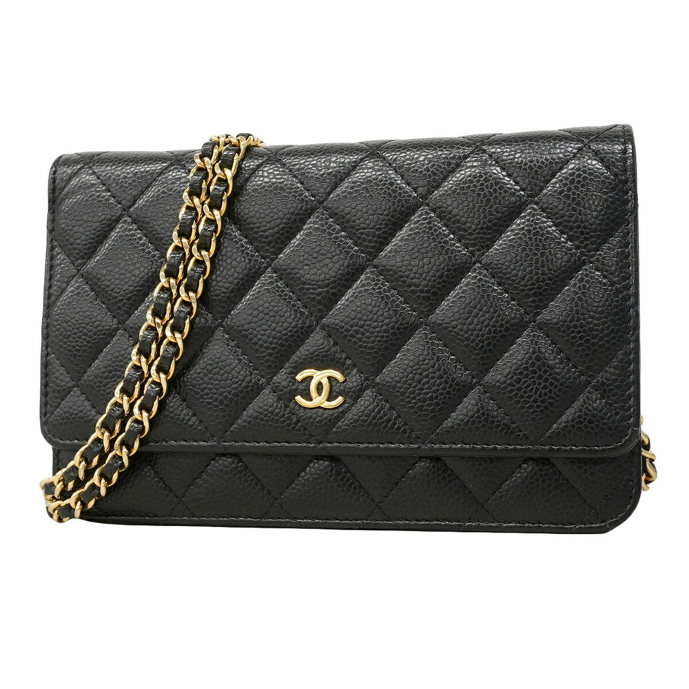 CHANEL Authentic Black Caviar Leather Wallet